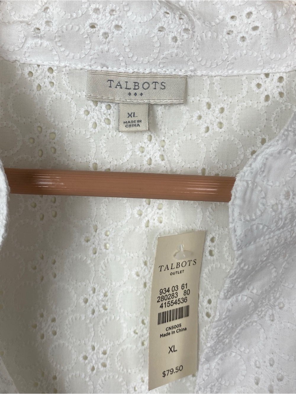 Talbots Tunic Eyelet Swim Cover Up Sz L - Picture 7 of 7